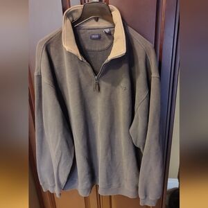 IZOD 2XL Sweatshirt Navy gray inside collar 1/2 zipper moc turtle neck collar